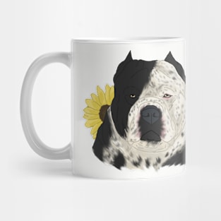 Ticked American Bully with Sunflowers Mug